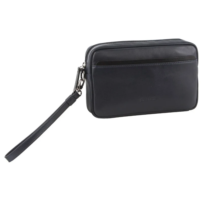 Pierre Cardin Men's Casual Leather Organiser Wristlet Bag 25x15cm Navy