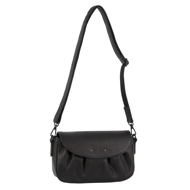 Pierre Cardin Leather Pleated Design Shoulder Crossbody Bag 25x14cm Black