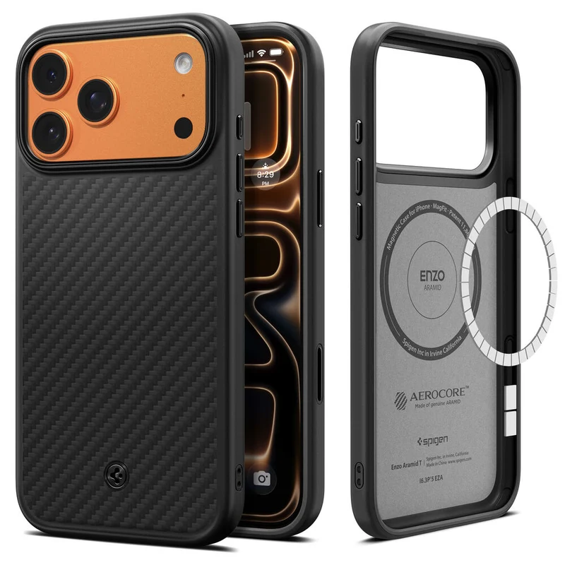 SPIGEN Enzo Aramid Camera Control Button MagSafe Case for iPhone 18 Pro Max/17 Pro Max (Black)