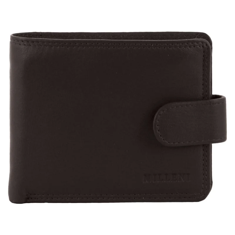 Milleni Men's Leather Tab Cash/Card RFID Protected Wallet 12cm Brown