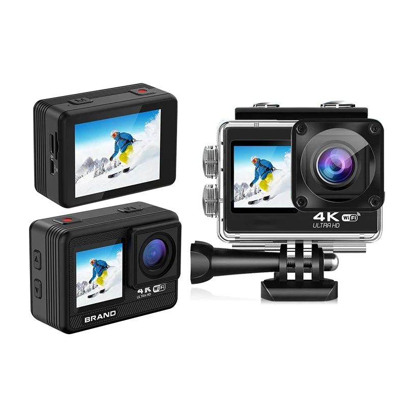 NÖRDIC Dual Screen Action Camera 4K30Hz WiFi 30m Waterproof 20MP 2.0" Display