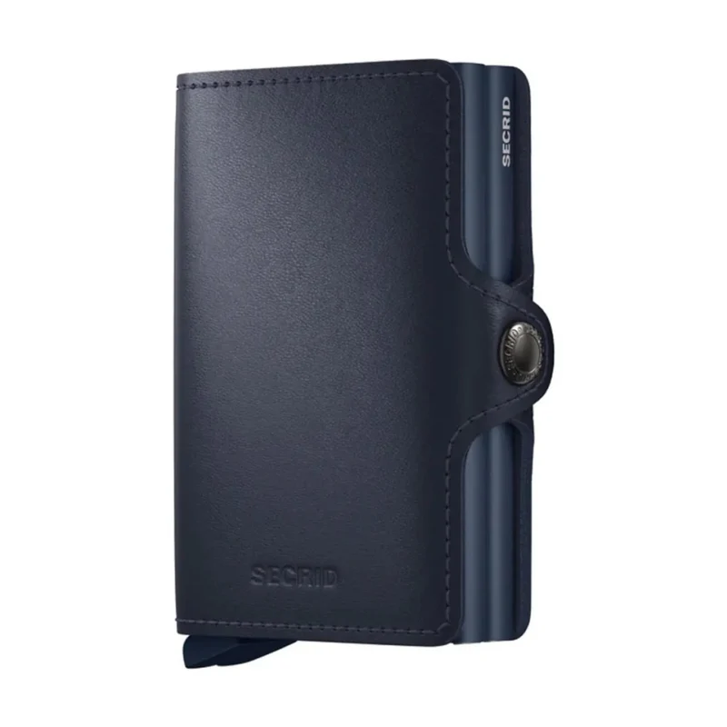 Secrid Twinwallet Compact RFID Mens Travel Leather Wallet Navy