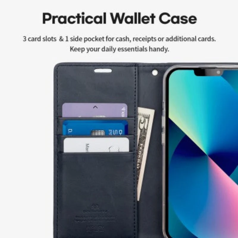 Goospery Bluemoon Diary for iPhone 16 - Black, With Magsafe