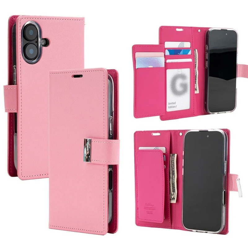 Goospery Rich Diary for iPhone 17 - Pink, Non-Magsafe