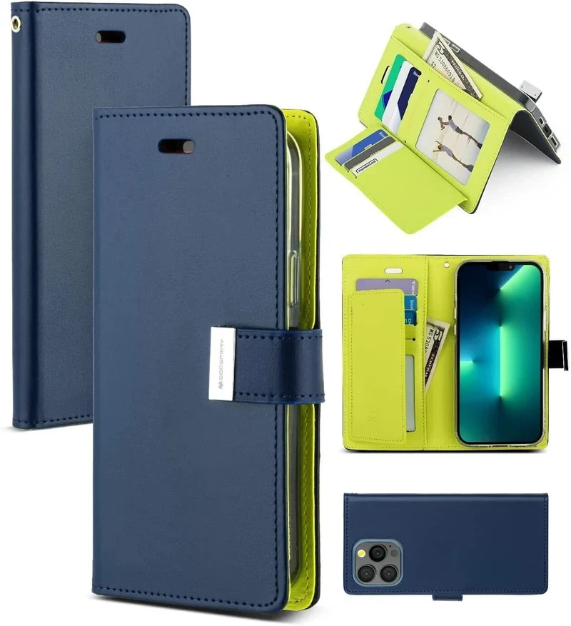 Goospery Rich Diary case for iPhone 15 Plus - Navy