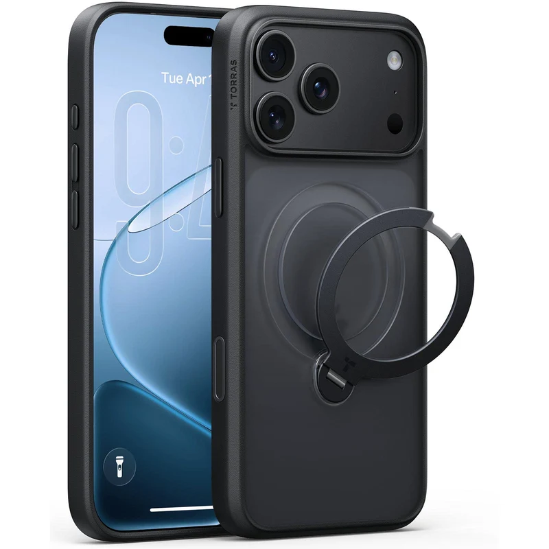 Torras Ostand Q3 Spin Case for iPhone 18 Pro (Black)