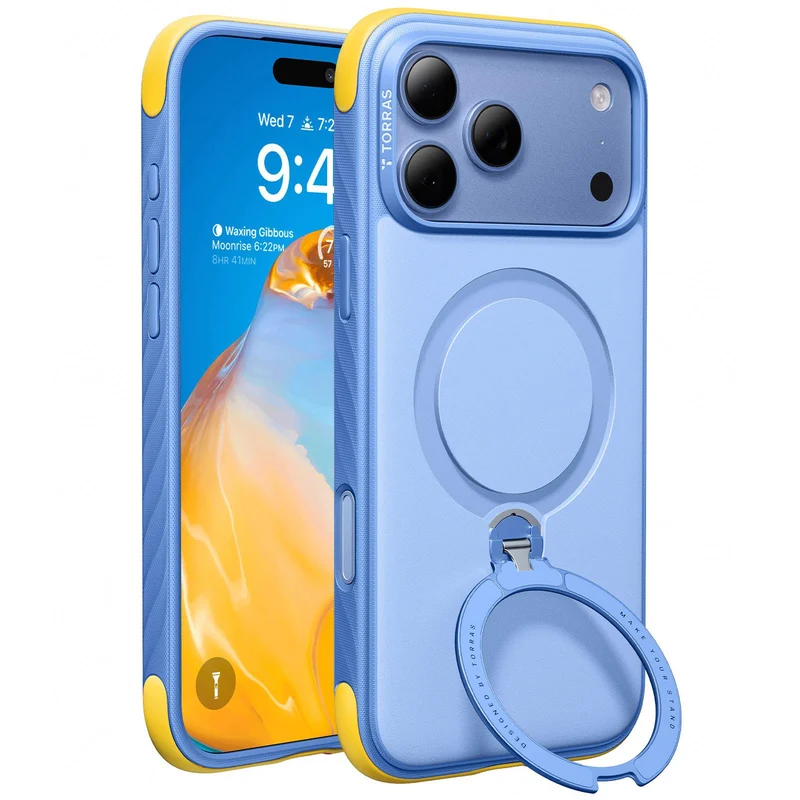 Torras Ostand Q3 Rugged Case for iPhone 18 Pro Max (Island Blue)