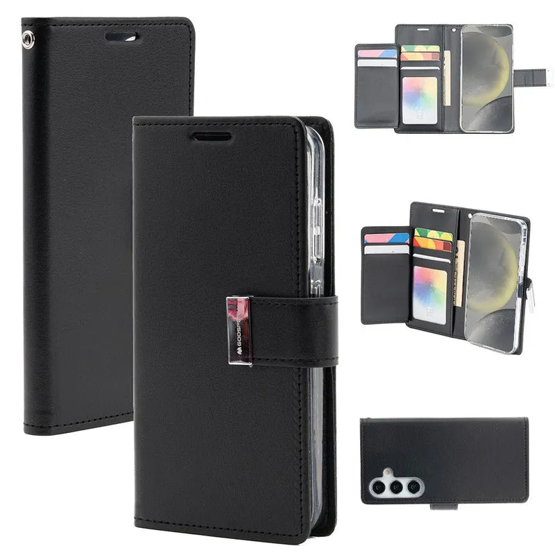 Goospery Rich Diary for Samsung Galaxy S25 - Black, MagSafe