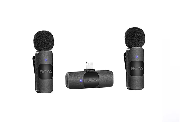 Boya BY-V2 Dual Wireless Lavalier Mic for iPhone iPad
