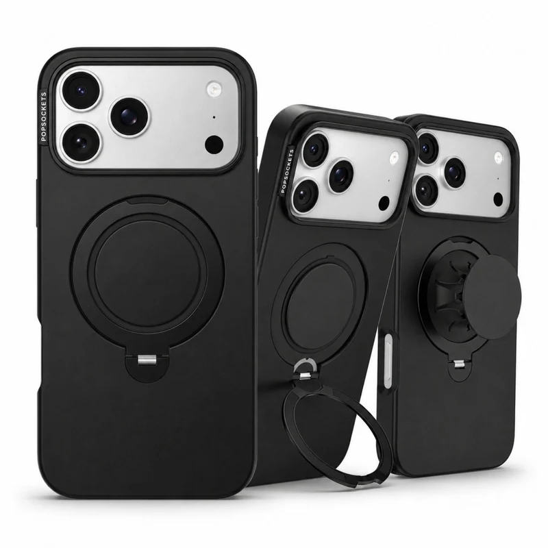 PopSockets Low-Pro MagSafe Protective Case with Built-in Grip Stand for iPhone 18 Pro Max (Black)