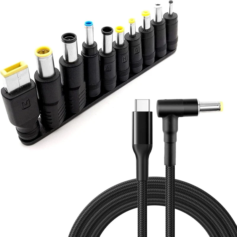 NÖRDIC USB‑C till DC‑strömkabel med 10st adaptrar 1.8m 100W