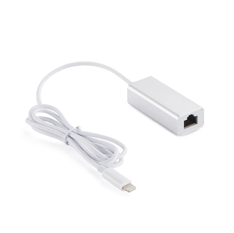 NÖRDIC Lightning (non MFI) to 10/100Mbps Ethernet Nätverksadapter 1m vit