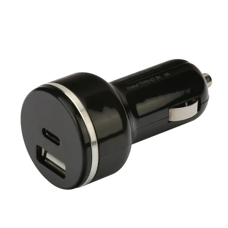 NÖRDIC snabb billaddare USB C Power Delivery 18W och USB A Quick Charger QC3.0 18WUSB Car charger Type C 18W+QC3.0 18W
