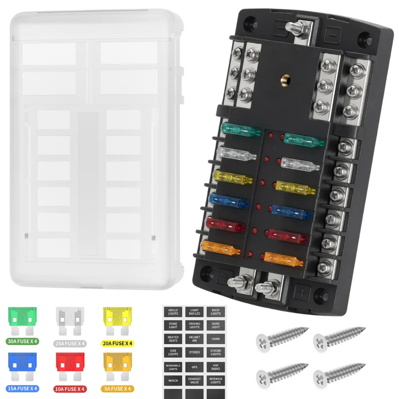 12-vägs blad delad säkringsbox 300A stift / 2 x positiv & 1 x negativ samlingsskena