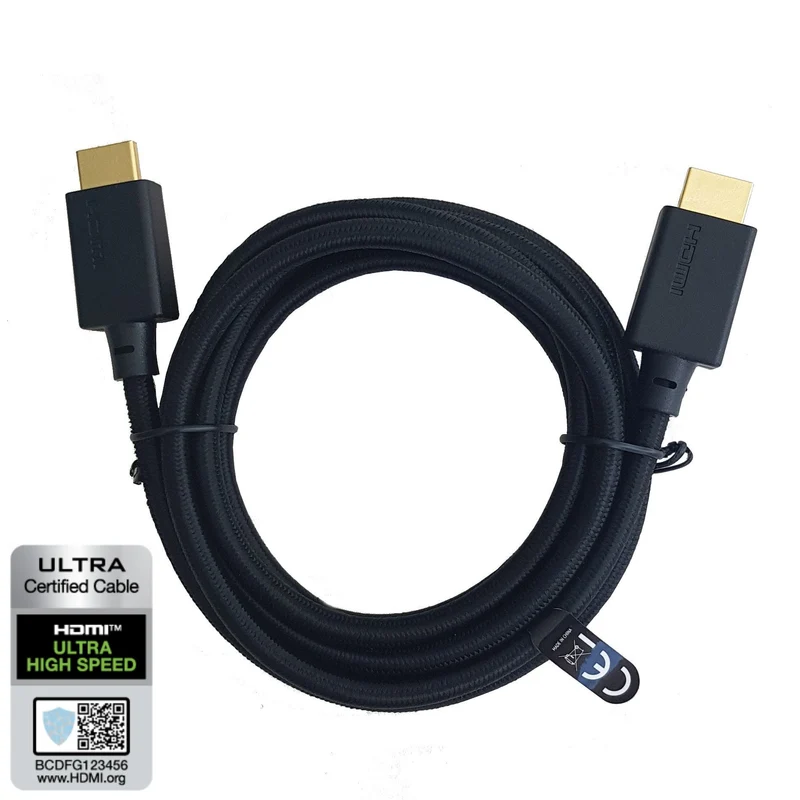 NÖRDIC HDMI 2.1-kabel 50cm, 8K60Hz 48Gbps nylonflätad
