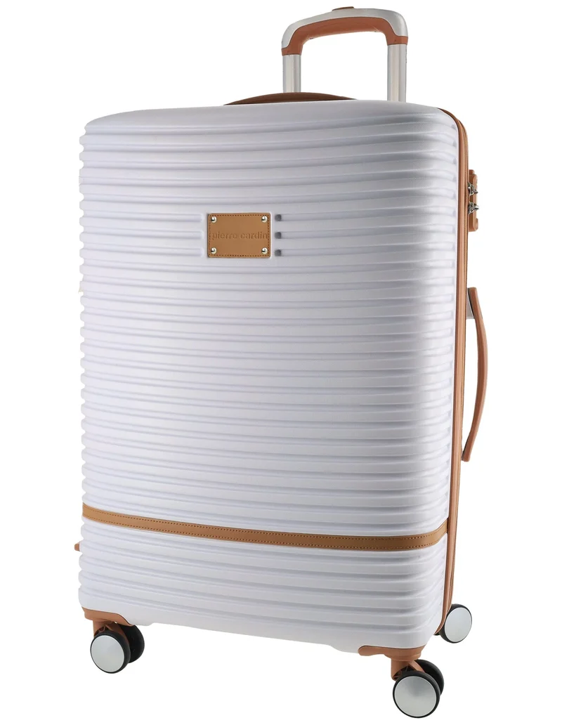 Pierre Cardin Medium Hard-Shell Suitcase Travel Luggage 70cm (White)