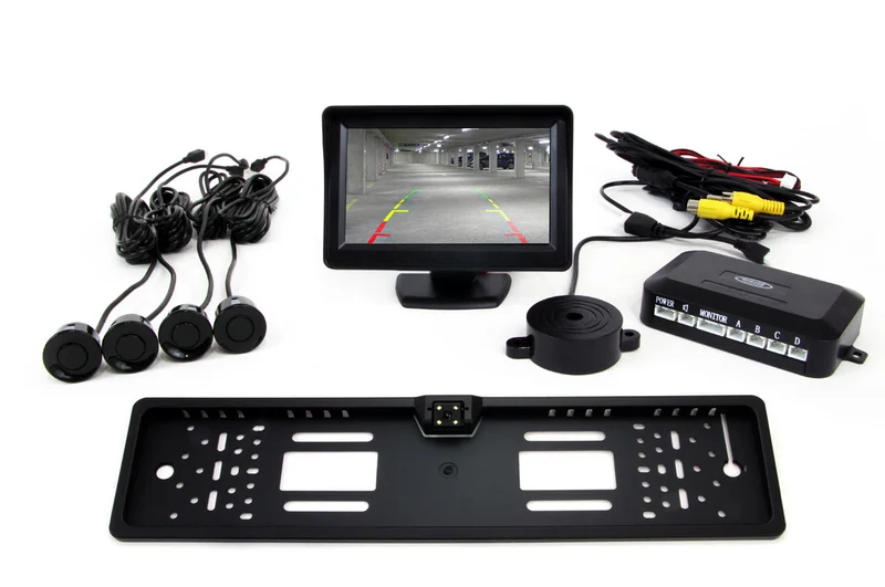 Parkeringsassistentsystem - nummerskylt backkamera & 4 sensorsats