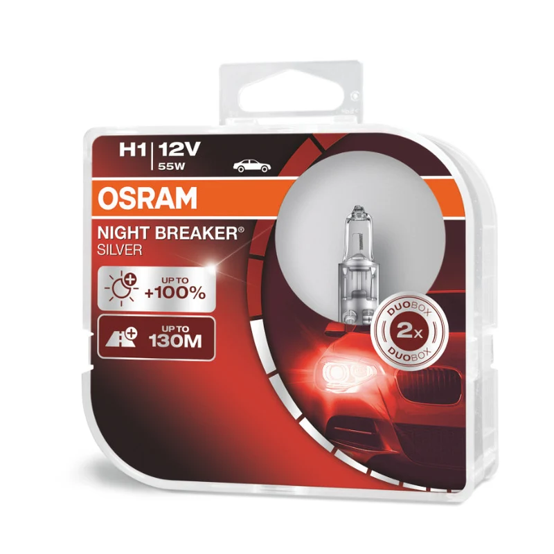 Osram H1 12V NIGHT BREAKER SILVER +100% / Paket med 2