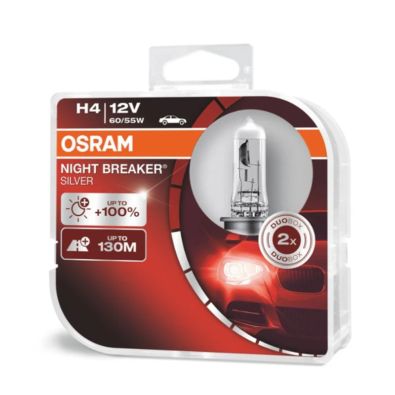 Osram H4 12V lampor Night Breaker Silver +100% / förpackning om 2