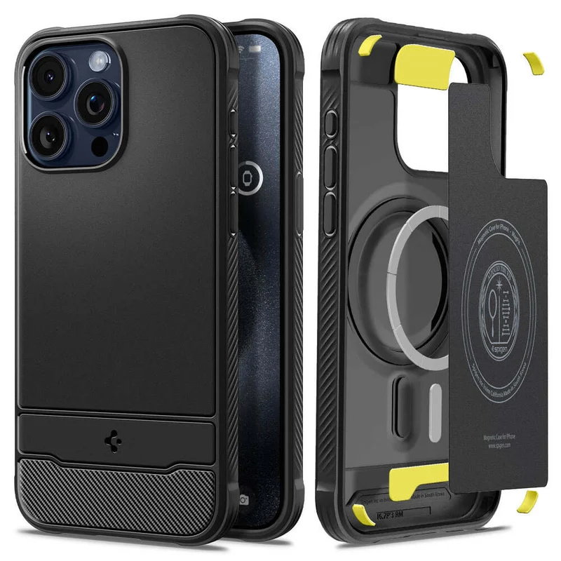 SPIGEN Rugged Armor MagSafe Case for iPhone 15 Pro Max (Black)