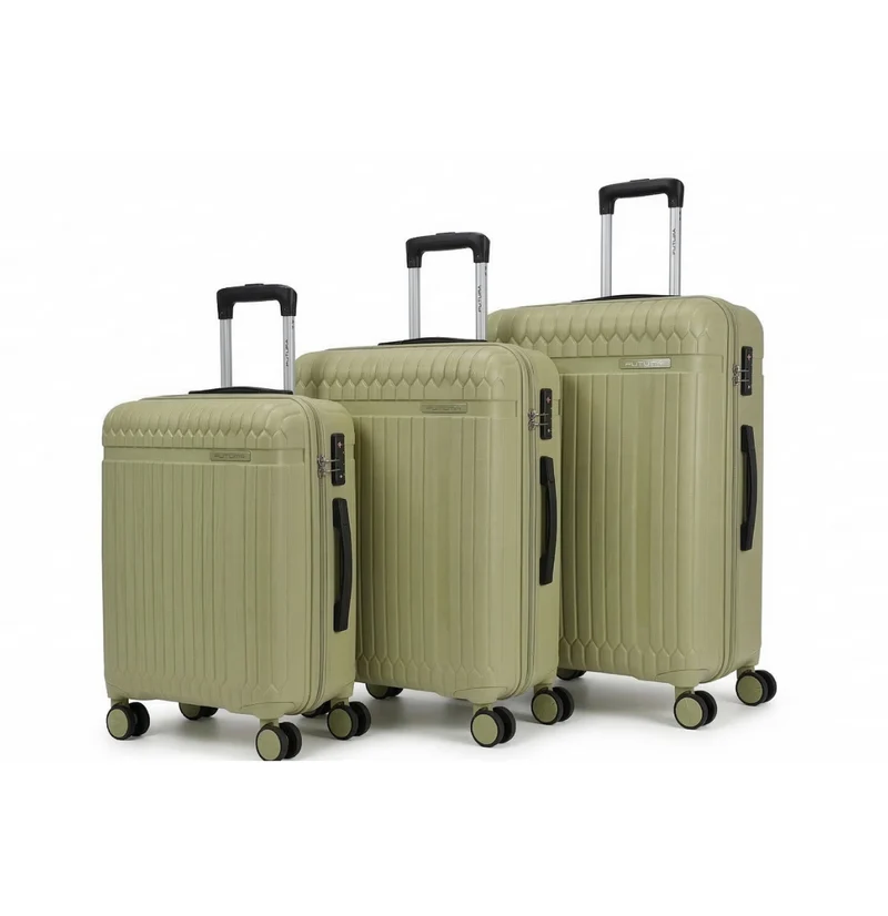 FUTURA 3pcs Set Luggage Trolley Suitcases Travel Bags 20/24/28" - Olive