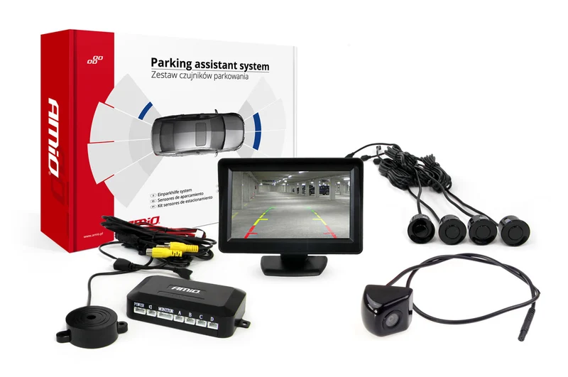Parkeringsassistentsystem / backkamera med 4 sensorer och monitor