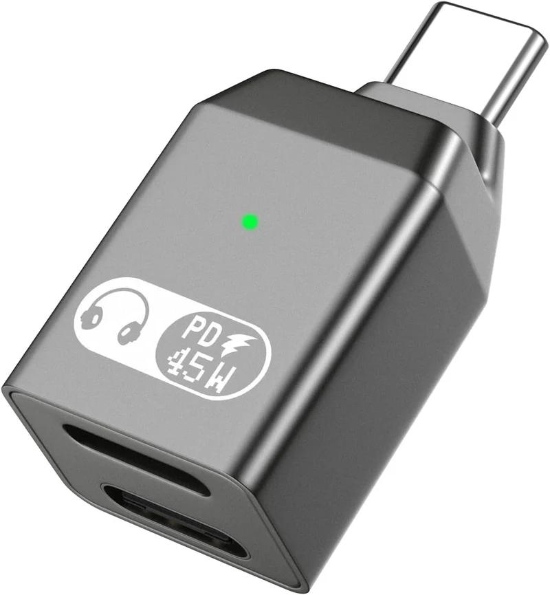 NÖRDIC USB-C till Lightning + USB-C Adapter för Ljud och Snabb laddning 45W