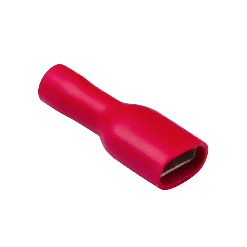 Röd helt isolerad 6.3 mm spadeterminal för hona / 100 st