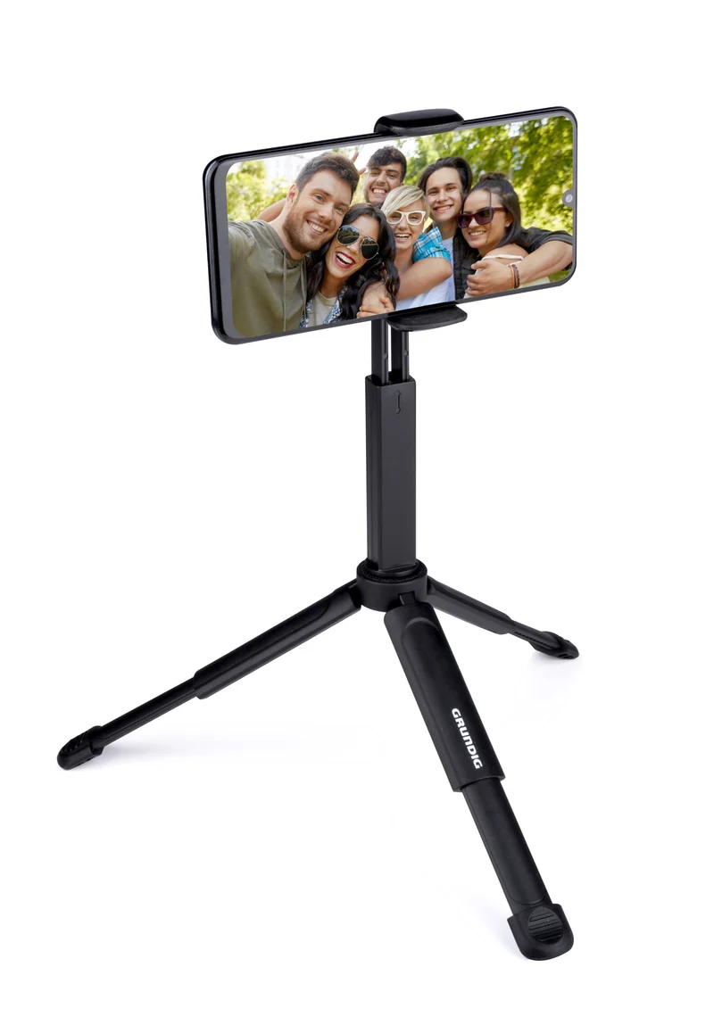 Grundig selfie stick med stativ lämplig för smartphones i svart, 5×6,5×24,5 cm
