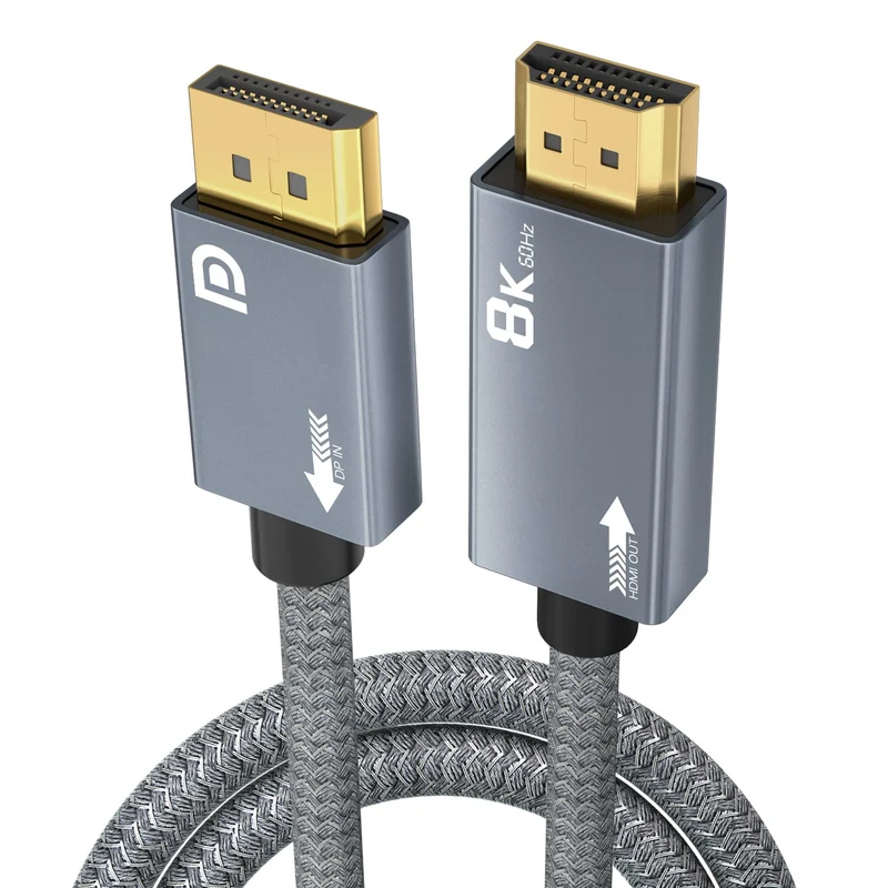 NÖRDIC 2m Displayport 1.4 till HDMI 2.1 8K60Hz 4K120/144Hz Dynamic HDR 32.4Gbps Dolby ATMOS